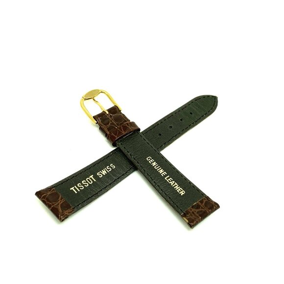 Tissot Watch Replacement Band Brown Leather 17mm Lug Strap Gold Steel Buckle - Picture 5 of 6